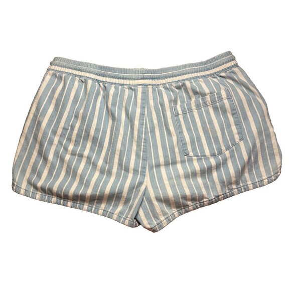 Aerie Pull-on Light Striped Denim Shorts Size Large Elastic and Drawstring - Picture 2 of 6